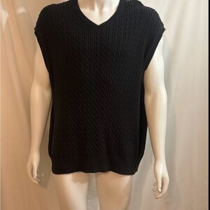 V-Neck Black Cable Knit Sweater Vest